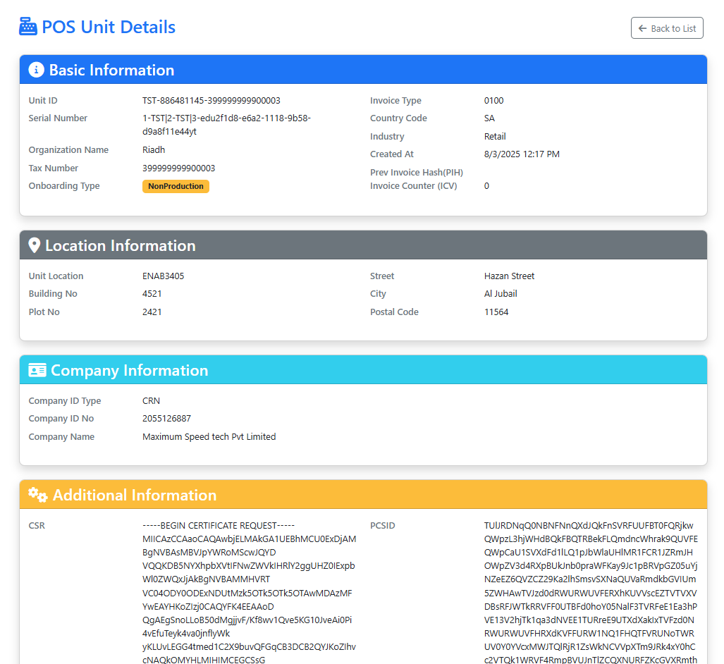 Subscription details