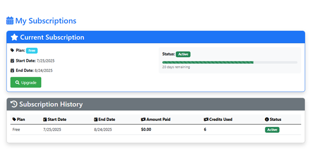 Subscription details